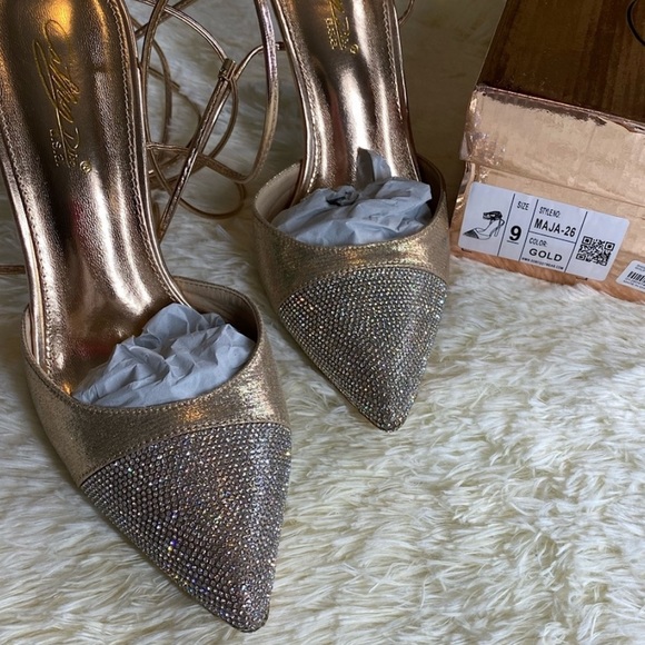 Pointed Rhinestone Lace-Up Heels - Picture 6 of 10